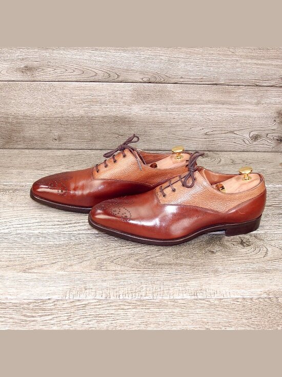 $695 Neiman Marcus GRAVATI Italian Oxford 9 M Tan/Cognac 18754 * add $15 Trees main image 7